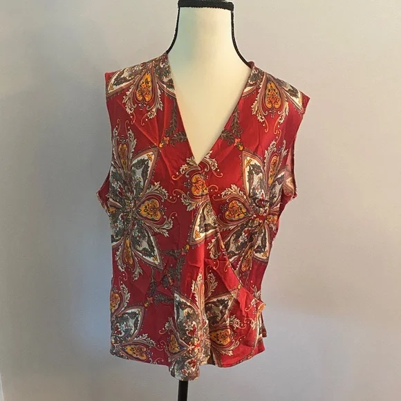 100% pure silk wrap top by Talbots size 16 sleeveless - Picture 1 of 8